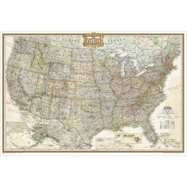 United States Political Antique Style 'Executive' Wall Map (36 x 24 inches)