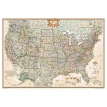 United States Political Antique Style 'Executive' Enlarged Wall Map (69.25 x 48 inches)