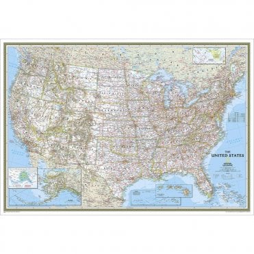 United States Political Enlarged Wall Map - Laminated (69.25 x 48 inches)