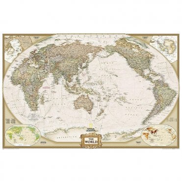 World Executive, Pacific Centered Enlarged Wall Map (73 x 48 inches)
