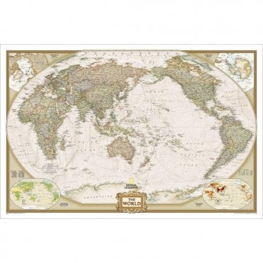 World Executive, Pacific Centered Wall Map (46 X 30.5 Inches)