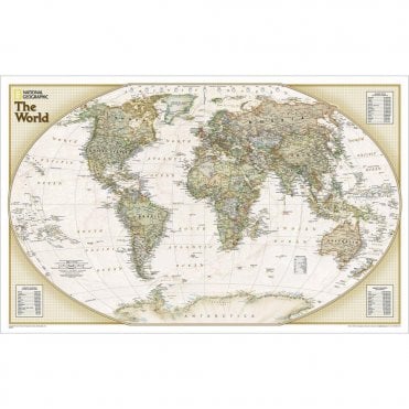 World Explorer Political Antique Style 'Executive' Wall Map (32 x 20 inches)