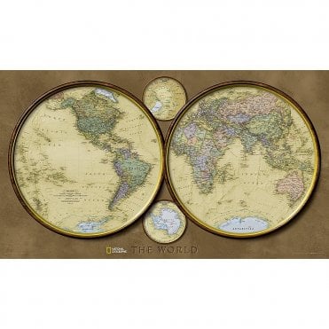 World Hemispheres Wall Map (42.75 x 24.5 inches)