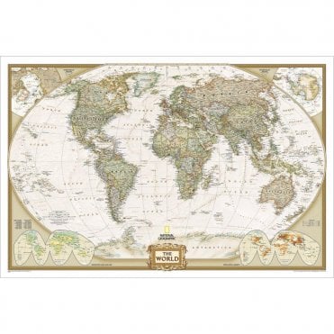 World Political Antique Style 'Executive' Wall Map (36 x 24 inches)