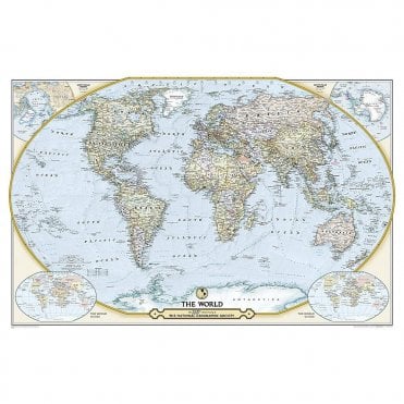 World Political Wall Map (43.5 x 30.5 inches)