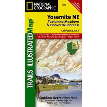 Yosemite NE: Tuolumne Meadows and Hoover Wilderness Trail Map - Nat Geo 308