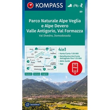 Nature Park Alpe Veglia and Alpe Devero, Antigorio Valley, Formazza | Kompass hiking map 89