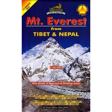 Mount Everest, from Tibet and Nepal - Climbing map. Nepa Maps