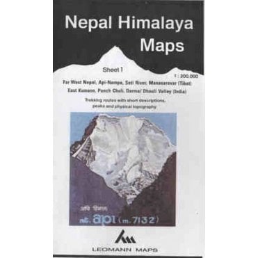 Nepal Himalaya Map 1: Api-Nampa Seti River Manasarovar Panch Chuli E.Kamao