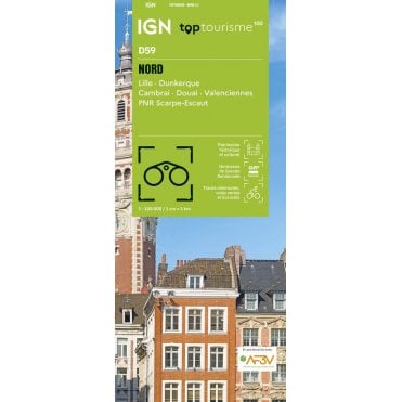 Nord Lille Dunkerque Cambrai Douai Valenciennes - IGN TOP100 map D59