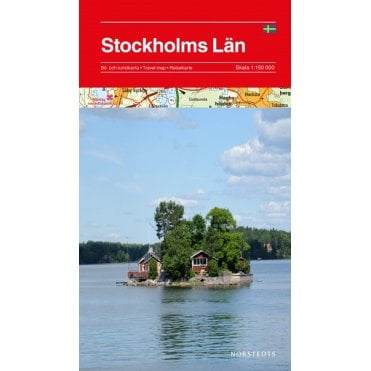 Stockholm County (Sweden) tourist road map at 1:150 000