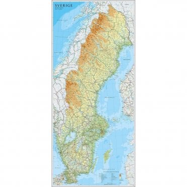 Sweden Physical wall map