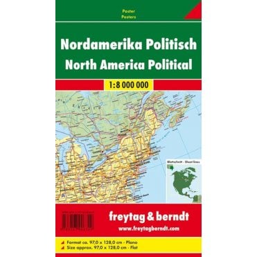 North America Political paper wall map (Rolled)