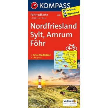 North Friesland, Sylt, Amrum, Foehr | Kompass cycling map 3001