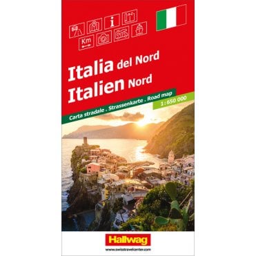 North Italy road map with distance table