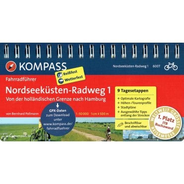 North Sea coast cycle route 1 of 2 - From the Dutch border to Hamburg - Kompass cycle guidebook 6007