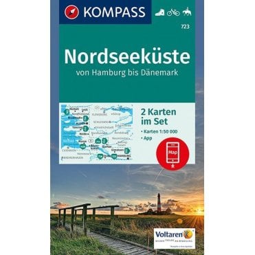 North Sea from Hamburg to Denmark (2 map set) | Kompass hiking map 723