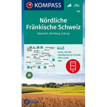 Northern Franconian Switzerland, Bayreuth, Bamberg, Coburg | Kompass hiking map 165