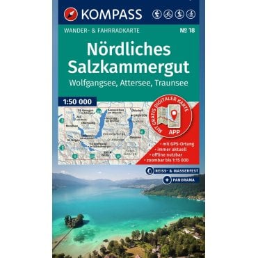 Northern Salzkammergut, Wolfgangsee, Attersee, Traunsee | Kompass hiking map 18