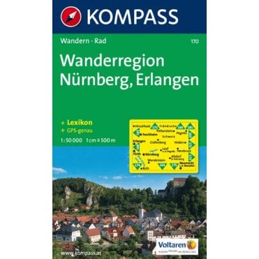 Nuremberg Hiking region , Erlangen | Kompass hiking map 170