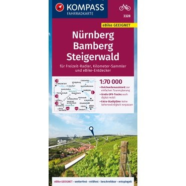 Nurnberg, Bamberg, Steigerwald | Kompass cycling map 3328