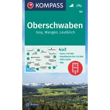 Oberschwaben, Isny, Wangen, Leutkirch | Kompass hiking map 187