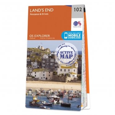 Ordnance Survey Explorer Active map 102 - Lands End (Waterproof)