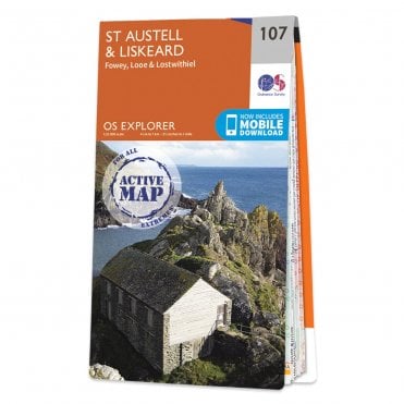Ordnance Survey Explorer Active map 107 - St Austell & Liskeard (Waterproof)