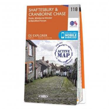 Ordnance Survey Explorer Active map 118 - Shaftesbury & Cranborne Chase (Waterproof)