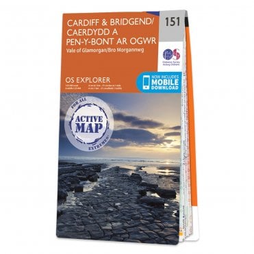 Ordnance Survey Explorer Active map 151 - Cardiff & Bridgend (Waterproof)