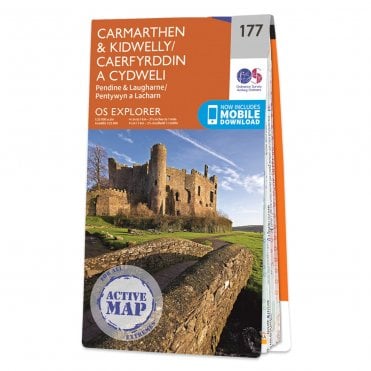 Ordnance Survey Explorer Active map 177 - Carmarthen & Kidwelly (Waterproof)