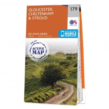 Ordnance Survey Explorer Active map 179 - Gloucester, Cheltenham & Stroud (Waterproof)