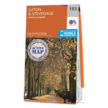 Ordnance Survey Explorer Active map 193 - Luton & Stevenage (Waterproof)