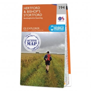 Ordnance Survey Explorer Active map 194 - Hertford & Bishops Stortford (Waterproof)