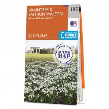 Ordnance Survey Explorer Active map 195 - Braintree & Saffron Walden (Waterproof)