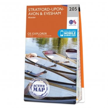 Ordnance Survey Explorer Active map 205 - Stratford-upon-Avon & Evesham (Waterproof)