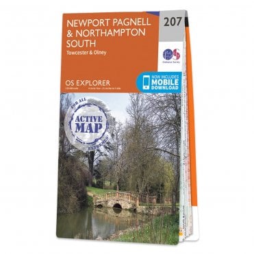 Ordnance Survey Explorer Active map 207 - Newport Pagnell & Northampton South (Waterproof)