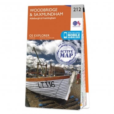 Ordnance Survey Explorer Active map 212 - Woodbridge & Saxmundham (Waterproof)
