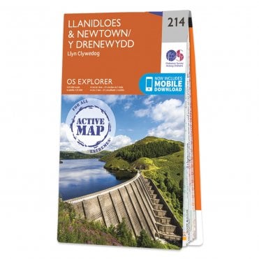Ordnance Survey Explorer Active map 214 - Llanidloes & Newtown (Waterproof)