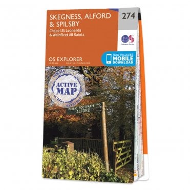 Ordnance Survey Explorer Active map 274 - Skegness, Alford & Spilsby (Waterproof)