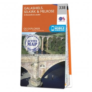 Ordnance Survey Explorer Active map 338 - Galashiels, Selkirk & Melrose (Waterproof)