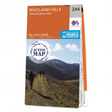 Ordnance Survey Explorer Active map 344 - Pentland Hills (Waterproof)