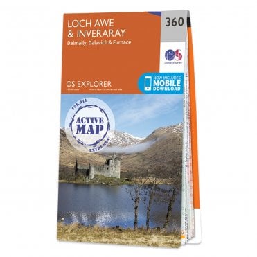 Ordnance Survey Explorer Active map 360 - Loch Awe & Inveraray (Waterproof)
