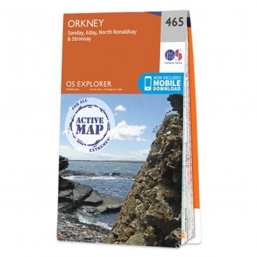 Ordnance Survey Explorer Active map 465 - Orkney - Sanday, Eday, North Ronaldsay & Stronsay (Waterproof)