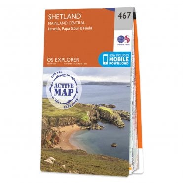 Ordnance Survey Explorer Active map 467 - Shetland - Mainland Central (Waterproof)
