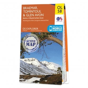 Ordnance Survey Explorer Active map OL58 - Braemar, Tomintoul & Glen Avon (Waterproof)