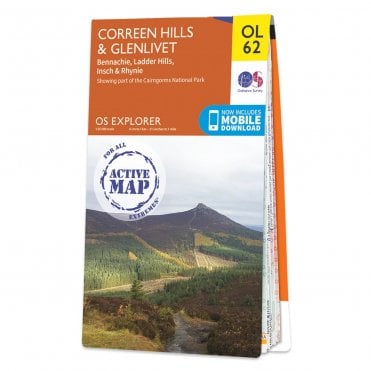 Ordnance Survey Explorer Active map OL62 - Coreen Hills & Glenlivet (Waterproof)