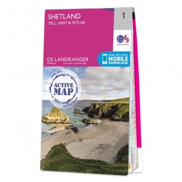 Ordnance Survey Landranger Active map 1 - Shetland (Waterproof)