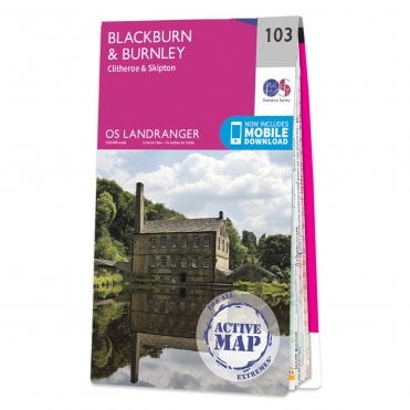 Ordnance Survey Landranger Active map 103 - Blackburn & Burnley (Waterproof)