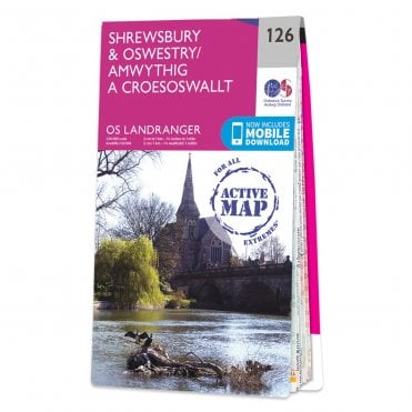 Ordnance Survey Landranger Active map 126 - Shrewsbury & Oswestry (Waterproof)